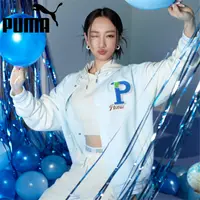 在飛比找PChome24h購物優惠-PUMA 外套 流行系列 P.TEAM 米白水藍 吳卓源 標