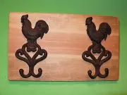 Cast iron ROOSTERS four hook COAT / HAT RACK. Vintage Classics by Tom Seljan