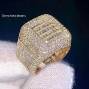 5CT Round & Baguette Moissanite Amazing Hip Hop Ring For Men 925 Sterling Silver