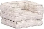 Single Modular Pouffe Beige Fabric,Versatile Modular Sofa Pouffe: Relax and Unwind in Comfort Furniture Cushions