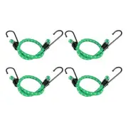 4Pcs Bungee Cord with Hooks 16" Rubber Bungee Cords for Outdoor, Green