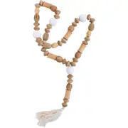 LVD Wooden Bead Tassel Hanging Ornament Home/Lounge/Office Decor 71cm Tuscan