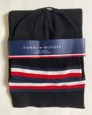 Tommy Hilfiger Hat & Scarf Set, Beanie Iconic Tommy Logo & Colors