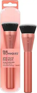 Real Techniques Glow Round Base Makeup Brush, For Liquid & Cream Makeup, Flat Top Foundation Brush For Buffing & Blending Up Coverage, Dense Synthetic Bristles, Vegan & Cruelty Free, 1 Count
