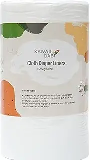 Kawaii Baby Cloth Diaper Liners, Soft Unscented Disposable Baby Cloth Diaper Liner Easy Diaper Change, SGS Certified 11 x 7-100 Sheets/Roll