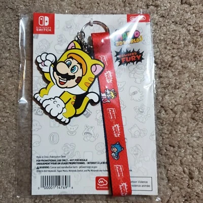 My Nintendo Super Mario 3D World Bowser's Fury Cat Mario Keychain NEW reward