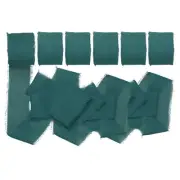1" x 7Yd Chiffon Silk Ribbon, 6 Rolls Handmade Fringe Fabric, Dark Green