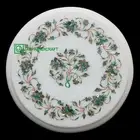 12" antique white Marble side Coffee center Table Top malachite round Inlay k26