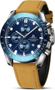 Mens Watches Leather Watch Analog Quartz Watch for Men Luminous Luxury Fashion B