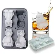 1pc Ice Cube Mold 2.4''/2.8'' Large 4 Cubes, French Bulldog,Cat, Ice Cube Tray with Lid, Fun and Cute Gifts for Whiskey, Cocktails and Bourbon with Easy Releas