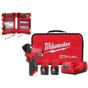 Milwaukee Impact Driver 1/4" 12-Volt Brushless w/ 50-Pcs Screw Driver Bit Set