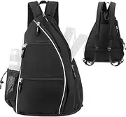 Pickleball Backpack Adjustable Sling Bag Tennis Racket Bag for Pickleball Tennis Badminton Black