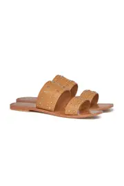DOUBLE STRAP STUDDED SANDAL TAN