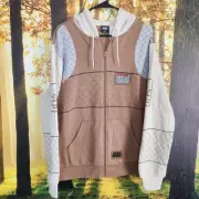 Star Wars Mens Large Galaxy Box Culturefly Hoth Zip Up Hoodie Brown Hood