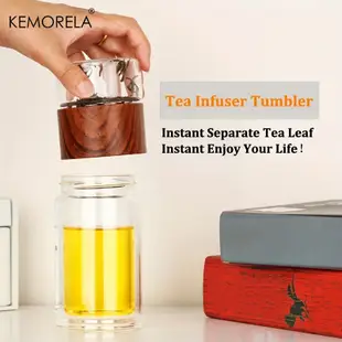 KEMORELA 雙層玻璃水瓶泡茶器不銹鋼過濾分離茶杯家用旅行飲具茶分離玻璃雙層水瓶茶過濾器耐熱