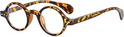 LJCZKA Round Blue Light Filter Glasses Small Women Men Retro Round Computer Glasses Without Prescription Anti-Fatigue for PC, TV and Mobile Phone, leopard