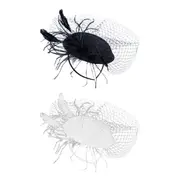 Women Retro Feather Bridal Veil Headwear Festival Stage Top Hat Hair Accessories
