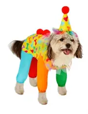 Clown Fun and Cute Pet Costume Jumpsuit, Hat, and Backpack for Themed Parties...