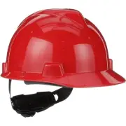 MSA RED V Gard ANSI OSHA Construction Safety HARD HAT 4 PT Ratchet Suspension