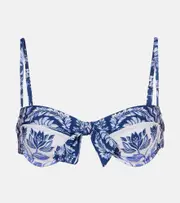 [Farm Rio] Farm Rio Bow-detail floral bikini top AU 12 blue