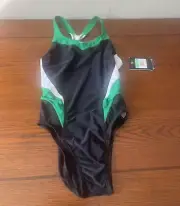 Nike Swim Girls' Victory Color Block Power Back One Piece Court Green 34/WMS 8