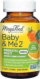 MegaFood - Baby & Me 2 Minis - Prenatal Vitamins with Vitamin B12, Iron, Methylated Folate & Choline - Supports Baby Brain Development - Before & During Pregnancy Supplements - Non-GMO, 30 Servings