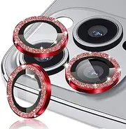 TIUYAO Glitter Camera Lens Protector for iPhone 14 Pro 6.1"& iPhone 14 Pro Max 6.7", Tempered Glass Camera Lens Protector Bling Ring Lens Cover for iPhone 14 Pro/iPhone 14 Pro Max (Glitter Red)