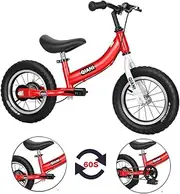 Qiani Balance Bike 2 in 1 for Toddlers,Kids 2-7 Years Old,Balance to Pedals Bike,12 14 16 inch,with Removable Pedals,Training Wheels,Adjustable Seat,Brake,red Blue Pink