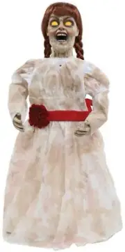 Halloween Animated EVIL GIRL DOLL Eyes Light Up Poseable Arms Haunted House Prop