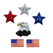 USA Strong - Patriotic Buttons - Craft Sewing Scrap - Shelly's Buttons - July 4