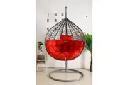 Egg Chair Hanging- Grey Basket & Red Cushion