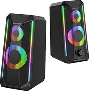 PC Speakers for Desktop, USB RGB Sound System, ABS 2PCS Colorful Speakers, Enhanced Stereo Audio, Easy Volume Control, Plug and Play Setup, for Computer, Laptop, Desk, 17.8x12.2x8.6cm