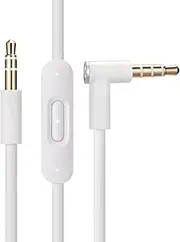 3.5mm Replacement Audio Cable for Beats Headphones - Compatible with Solo Pro/Studio/Executive/Mixr, Detox & Pill - in-Line Mic & Volume Control (White)