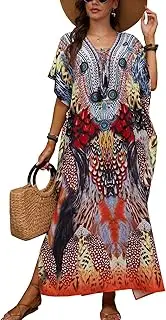 [YouKD] Women's Long Kaftan Maxi Bohemian Dress Beach Coverup Robe Plus Size Loungewear One Size