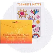 HTVRONT Printable Vinyl Sticker Paper - 70 Sheets Matte for Inkjet & Laser Printer, 100g Waterproof, Dries Quickly & Tear Resistant, 8.5"x11"