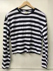 Madewell Drop-Shoulder Pullover Crop Tee Stripe Dark Nightfall Size M NWT