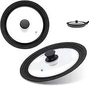 Display Guru Universal Lid for Pots, Frying Pans and Skillets - Tempered Glass with Heat Resistant Silicone Handle Rim and Fits From 16 to 32 cm Diameter (28/30/32 cm)