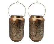 2Pcs Solar Lantern Light Outdoor Hanging Lantern Garden Patio Solar Lights Christmas Garden Holiday Decorations-Coppery