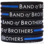 5 BAND OF BROTHERS Thin Blue Line Wristband Bracelets with The Thin Blue Line