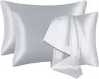 Satin Pillowcases 2 Pack for Hair and Skin Soft Breathable Standard 50x75cm Grey
