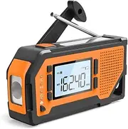 2000mAh Emergency Weather Radio Portable Power Bank with Solar Charging, Hand Crank & Battery Operated, SOS Alarm, AM/FM & LED Flashlight for Outdoor Emergency