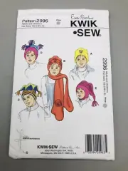 KWIK SEW PATTERN #2996 Adults & Children HATS, MITTEN SCARF Sz. XS-S-M-L-XL