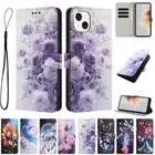 For iPhone 16e 16 15 14 13 12 11 Pro Max Plus Painted Leather Wallet Case Cover