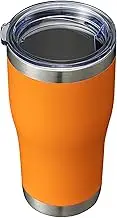 HASLE OUTFITTERS 20 oz Tumbler Bulk, Stainless Steel Tumblers with Lid, Vacuum Insulated Tumbler, Double Wall Powder Coated Cup, coffee mugs, Orange, 1 Pack