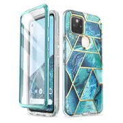 Full-body Glitter Marble Bumper Case with Built-in Screen Protector for Google Pixel 5