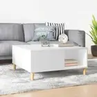 Wooden Coffee Table White 80x80x36.5cm Modern Sofa Lounge Side Storage