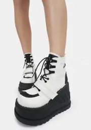 [Demonia] White Void Stomper Platform Wedge Boots