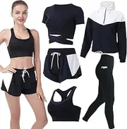 [Inmarces] Workout Sets for Women 5 PCS Yoga Outfits Activewear Tracksuit Sets