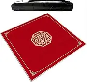 Square Mahjong Mat with Black Carrying Bag, Thick Anti Slip Tablecloth, Table Mat for Mahjong Paigow Poker and Tile Game,red (90 cm/35.43 in)