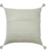 Accessorize Bedroom Collection 65cm x 65cm Grey Indra Tassel European Cushion